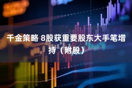 千金策略 8股获重要股东大手笔增持（附股）