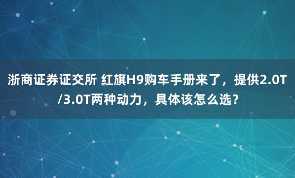 浙商证券证交所 红旗H9购车手册来了，提供2.0T/3.0T两种动力，具体该怎么选？